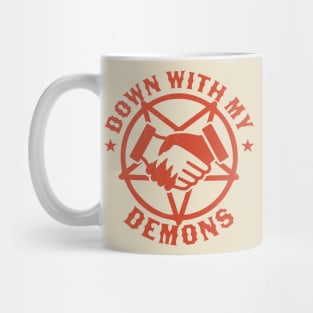 Down With My Demons Deal Handshake Gothic Goth Retro Vintage Mug